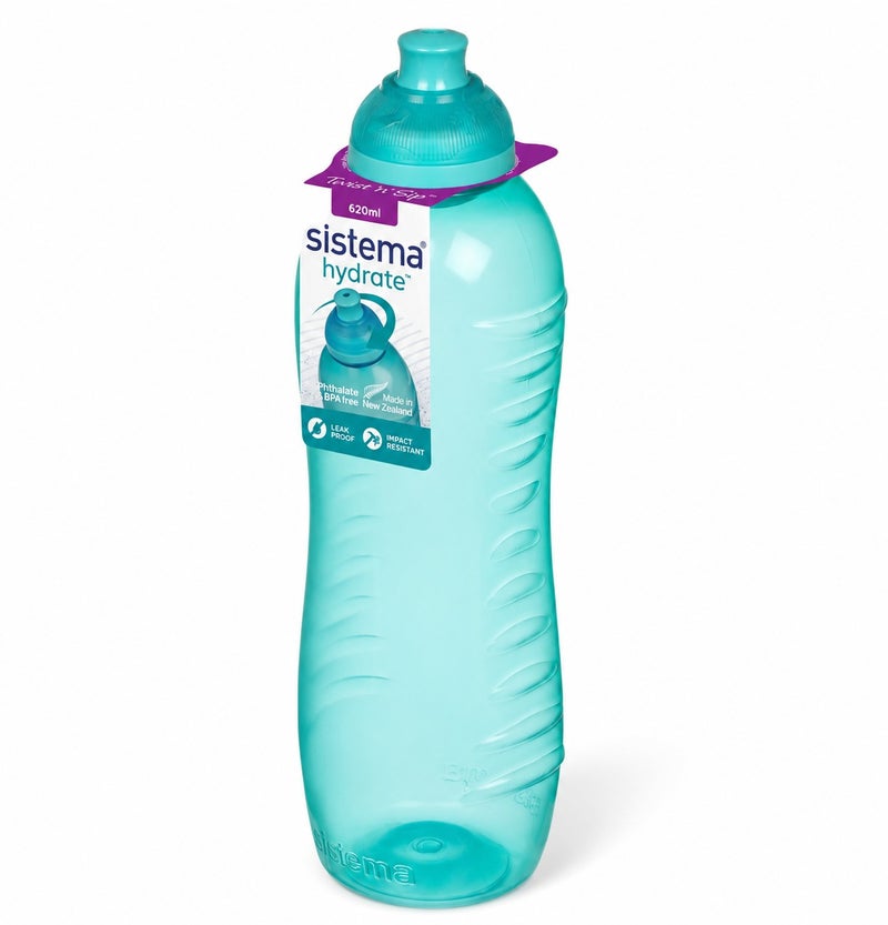 Sistema 620ML Squeeze Water Bottle, BPA Free Leak-Proof Reusable Sports Drinking Bottle, Lightweight Easy-Squeeze Bottle for School, Kids, Gym, Travel & Everyday Hydration - Green - Image 1
