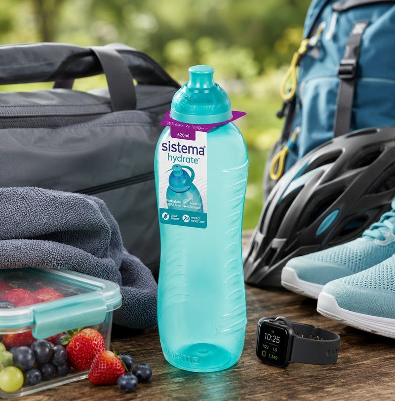 Sistema 620ML Squeeze Water Bottle, BPA Free Leak-Proof Reusable Sports Drinking Bottle, Lightweight Easy-Squeeze Bottle for School, Kids, Gym, Travel & Everyday Hydration - Green - Image 5