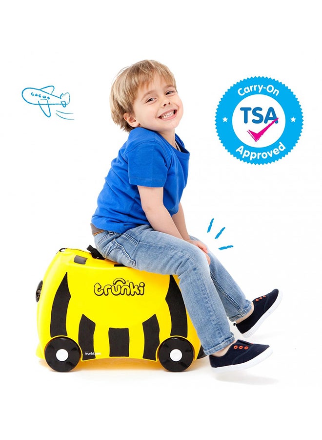 Trunki Bernard Bee Yellow Ride-On Kids Suitcase, Carry-On Cabin Luggage with Wheels, Tow Strap and Storage for Family Holidays - Image 2