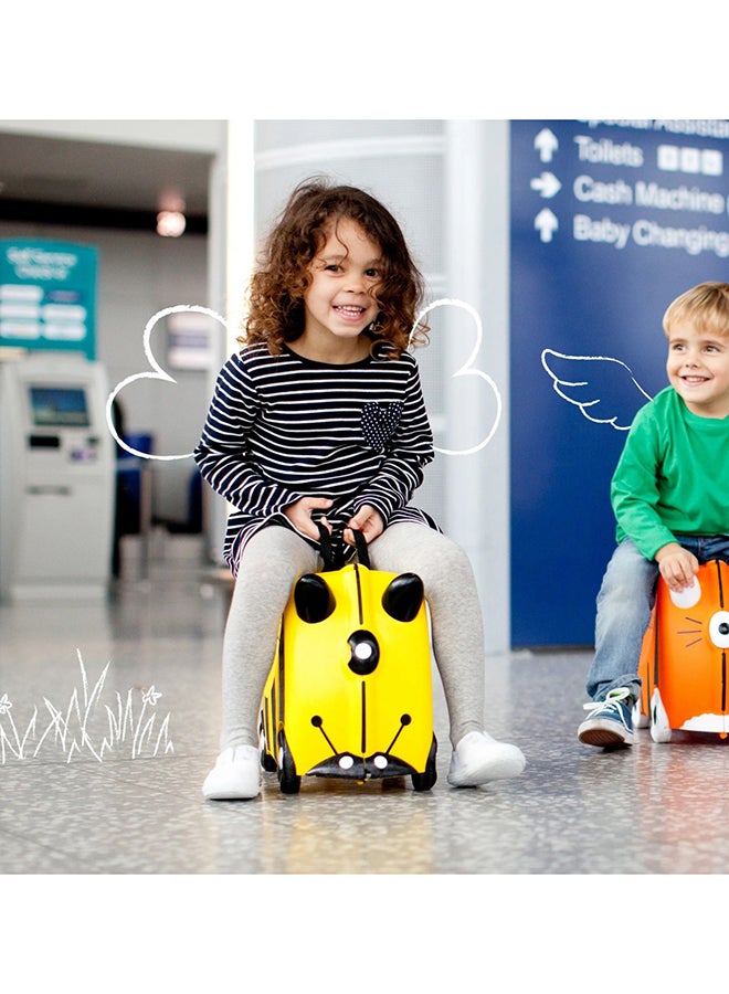 Trunki Bernard Bee Yellow Ride-On Kids Suitcase, Carry-On Cabin Luggage with Wheels, Tow Strap and Storage for Family Holidays - Image 4