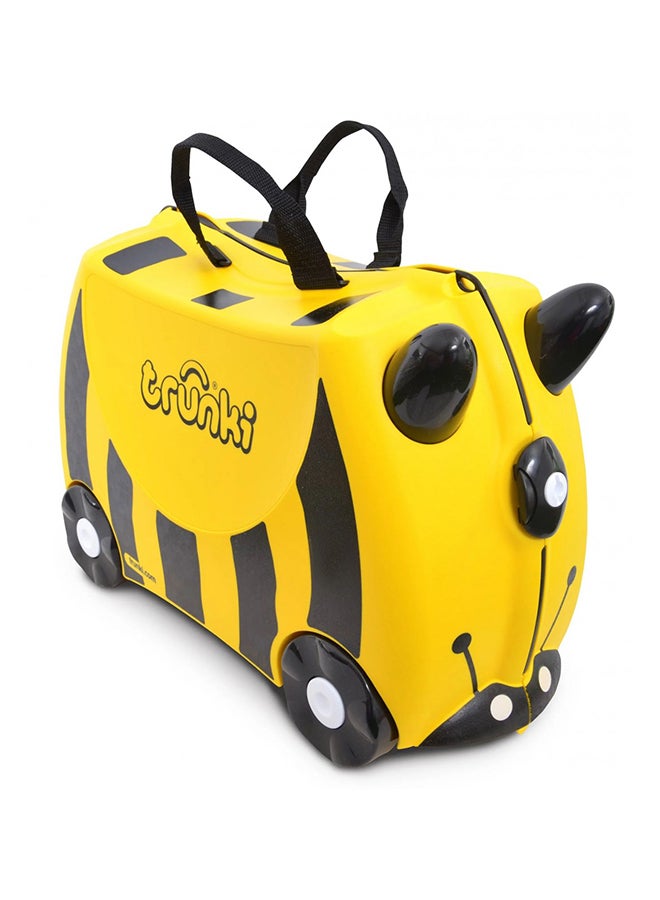 Trunki Bernard Bee Yellow Ride-On Kids Suitcase, Carry-On Cabin Luggage with Wheels, Tow Strap and Storage for Family Holidays - Image 1