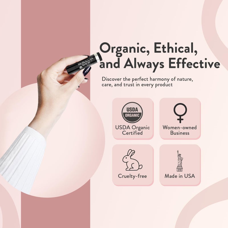 Moroccan Magic Organic Rose Lip Balm 3 Pack | Ultra-Hydrating Argan & Essential Oil Lip Moisturizer + Vitamin E | Natural Chapstick for Dry Lips | Smooth, Non-Toxic | Organic Lip Balm - Image 5