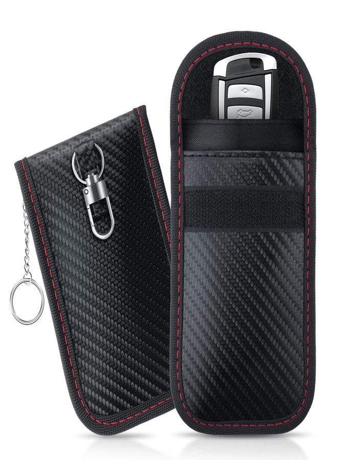 JUSTTOP 2-Pack Faraday Key Fob Protector, 3.15"X5.12" Double-Layer Carbon Fiber Material Anti-Theft Faraday Bag | Car RFID Signal Blocking Pouch, Anti-Hacking for Car Key Fob Cover (Black) - Image 1