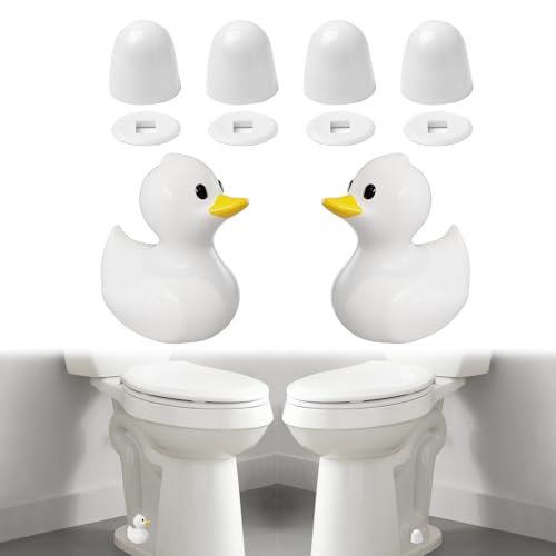 MENNTY 2Pack Ceramic White Duck Toilet Bolt Covers Decorative 4Pack Round Caps with Washers Cute Bathroom Decor Toilet Floor Screw Covers ChristmasGifts for Women - Image 1