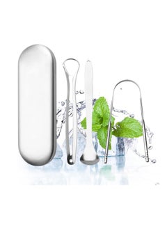 Generic ongue Cleaner, Portable Stainless Steel Tongue Scraper, Tongue Scraper, Reusable Oral Cleaning Tool, 3 Pcs Dental Cleaning Tool Oral Care Kit (Stainless Steel -1)  - Image 1