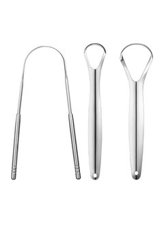 Generic ongue Cleaner, Portable Stainless Steel Tongue Scraper, Tongue Scraper, Reusable Oral Cleaning Tool, 3 Pcs Dental Cleaning Tool Oral Care Kit (Stainless Steel -1)  - Image 2