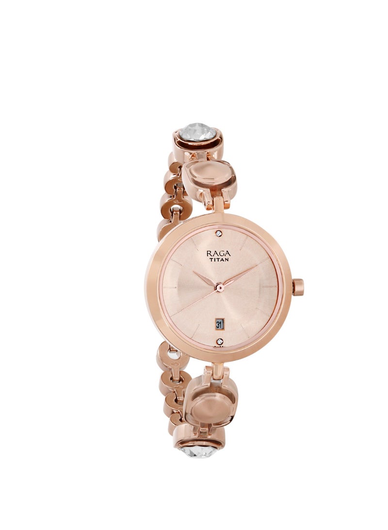 TITAN Titan Raga ia Rose Gold Dial Analog with Date Metal Strap watch for Women - Image 2