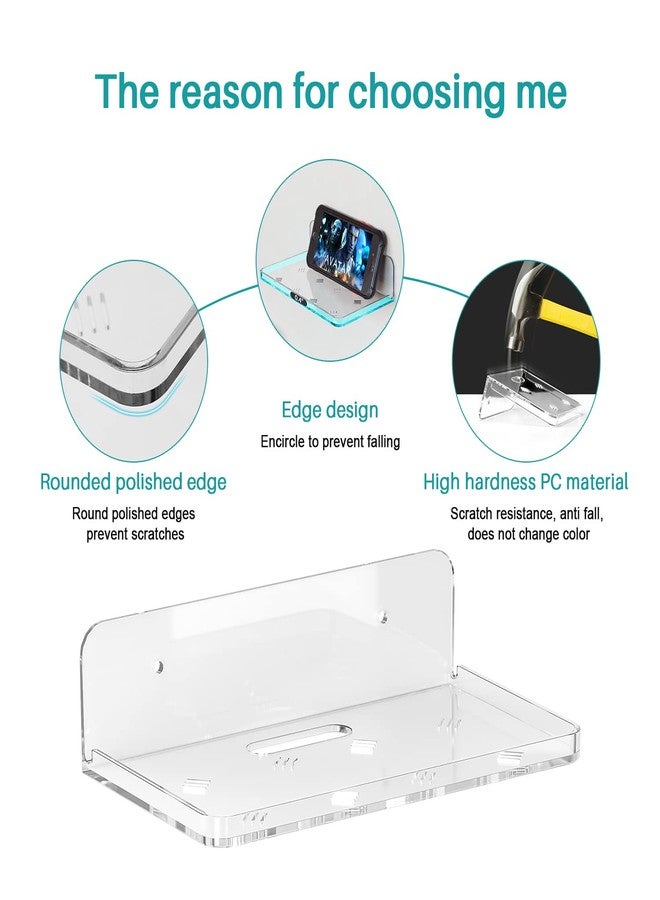 Liboer Wall Mount Floating Stand Shelf for Security Camera Mini Speaker Other Small Items in Bedroom Bathroom Kitchen Living Room Clear Mini Shelf Flexible Use for Wall Space (L) - Image 4