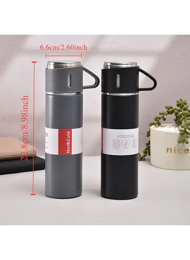Pink Stainless Steel Thermos Set With Vacuum Insulated Bottle And Three Cups Car Holder - Image 3