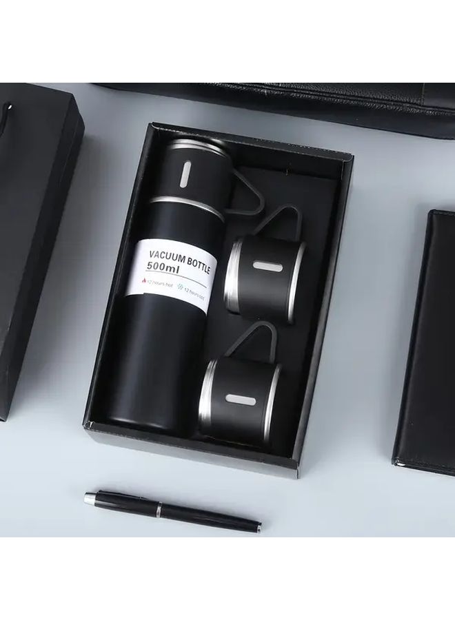 Pink Stainless Steel Thermos Set With Vacuum Insulated Bottle And Three Cups Car Holder - Image 2