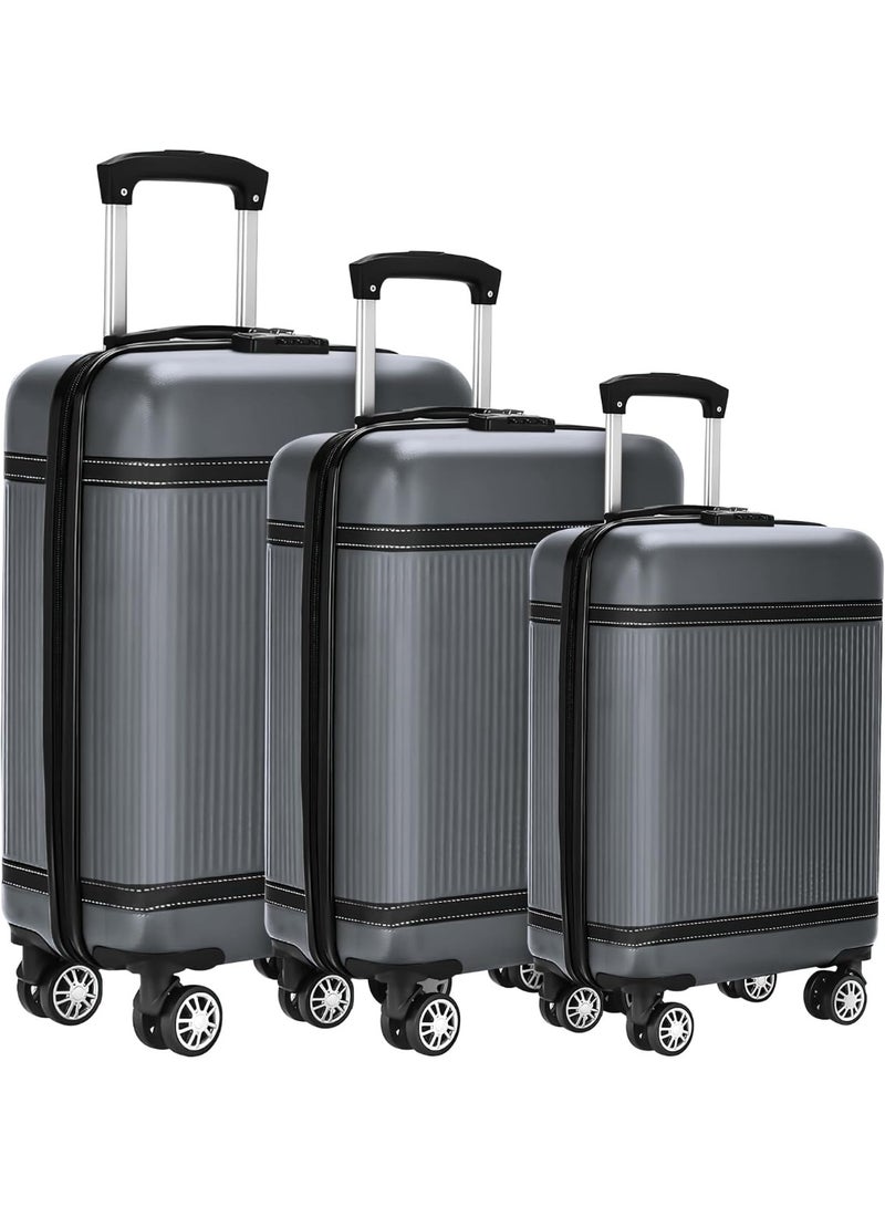 Favarey New 3-Piece Luggage Sets (20", 24", 28"), ABS+PC Hard Shell Carry-on Luggage Set Expandable, Travel Luggage Suitcases with Spinner Wheels, Carry on Luggage Set with TSA Lock (L-Grey) - Image 1