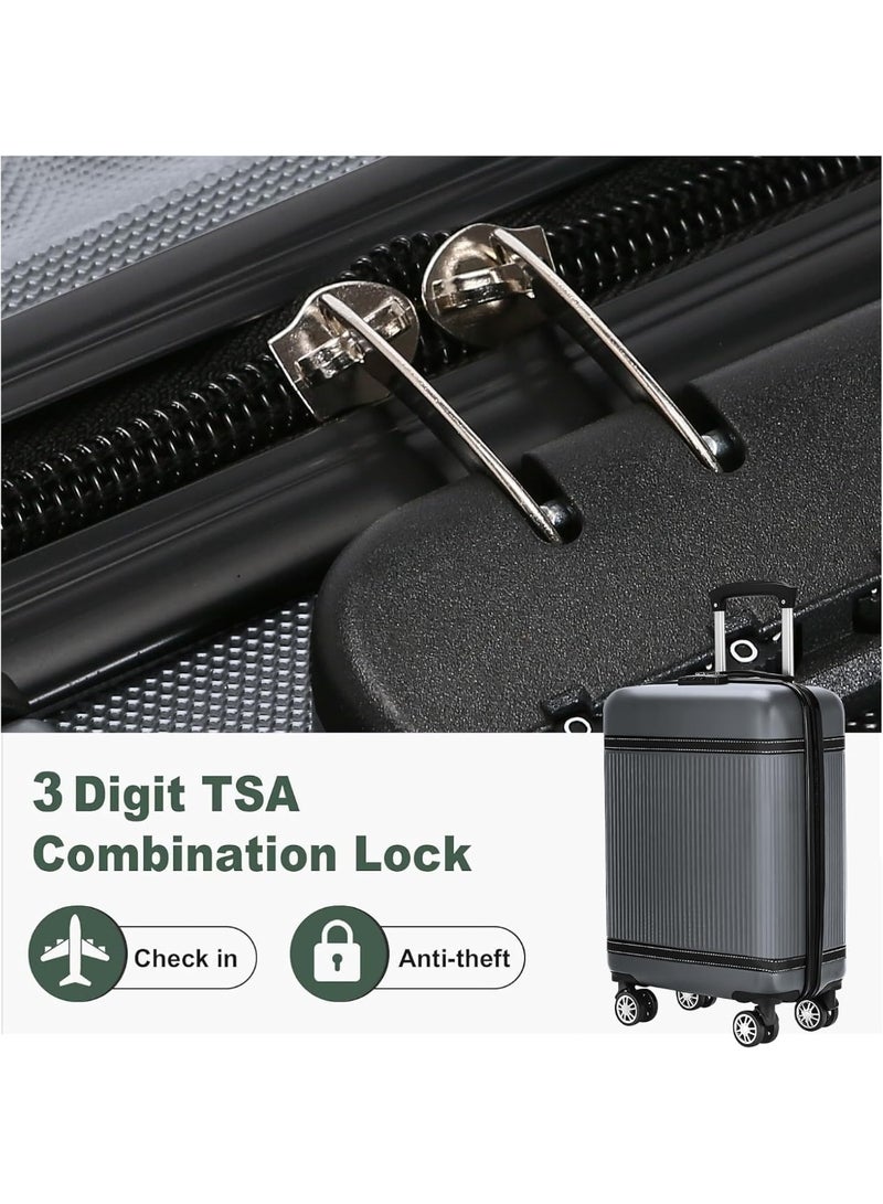 Favarey New 3-Piece Luggage Sets (20", 24", 28"), ABS+PC Hard Shell Carry-on Luggage Set Expandable, Travel Luggage Suitcases with Spinner Wheels, Carry on Luggage Set with TSA Lock (L-Grey) - Image 2