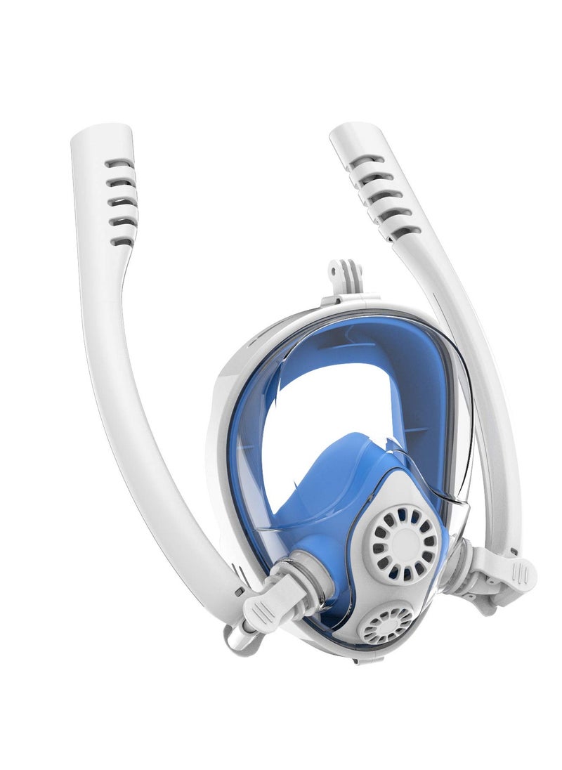 Excefore - Full Face Snorkel Mask, Snorkel Mask Full Face Anti - Fogging Scuba Diving Mask with Double Tube, 180 Degree Panoramic HD View Free Breathing Snorkeling Mask for Adults and Kids - Image 1