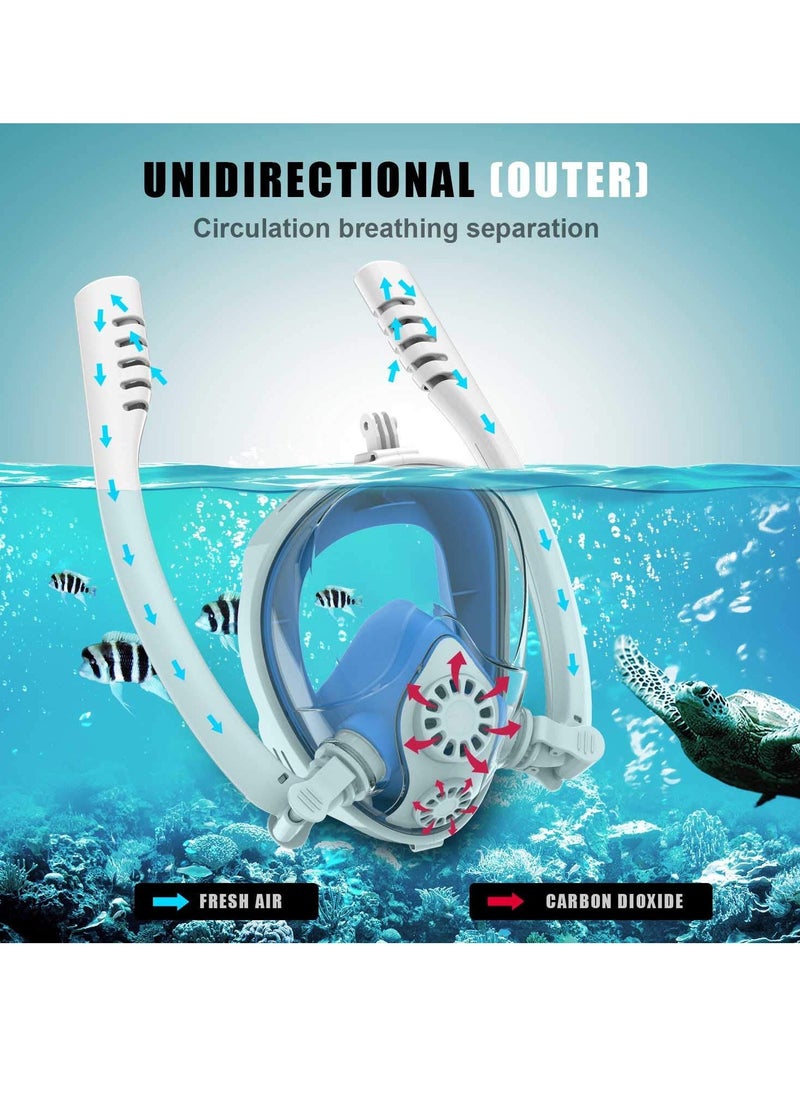 Excefore - Full Face Snorkel Mask, Snorkel Mask Full Face Anti - Fogging Scuba Diving Mask with Double Tube, 180 Degree Panoramic HD View Free Breathing Snorkeling Mask for Adults and Kids - Image 1