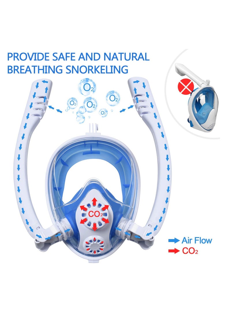 Excefore - Full Face Snorkel Mask, Snorkel Mask Full Face Anti - Fogging Scuba Diving Mask with Double Tube, 180 Degree Panoramic HD View Free Breathing Snorkeling Mask for Adults and Kids - Image 1