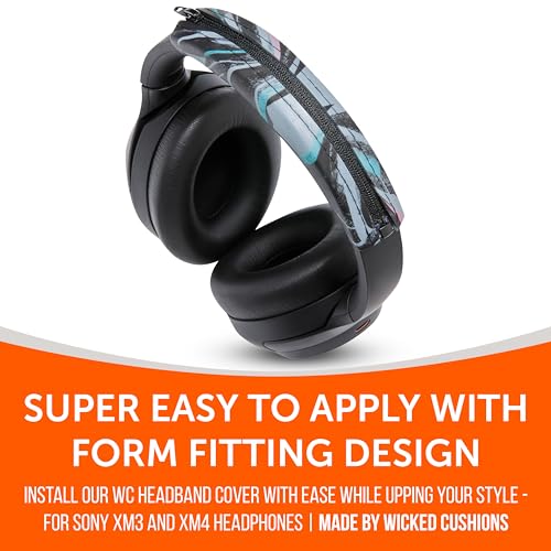 WC BandZ XM3 / XM4 - Silicone Headband Cover for Sony WH1000XM3 & WH1000XM4 Headphones by Wicked Cushions | Enhanced Comfort, Style, & Sweat Protection | Exclusively for Sony XM3 / XM4 | 90's Black - Image 4