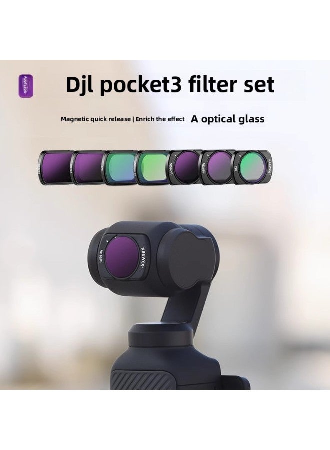 مرشح لبدلة مرشح مغناطيسي DJI Pocket 3، مرشح أسود ناعم، عدسة تقليل ND، عدسة واسعة الزاوية، عدسة معززة CP-اللون: أخرى - Cpl+أسود ناعم 1/4+Nd2-32 قابل للتعديل + مضاد للأضرار الخفيفة + الأشعة فوق البنفسجية [مجموعة تصوير متقدمة مكونة من 5 قطع] - Image 2