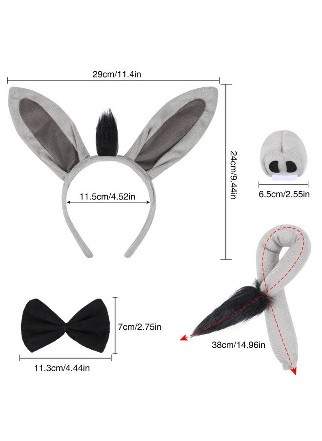 EVERMARKET - EVERMARKET 4 Pcs Donkey Costume Set, Donkey Ears Headband Donkey Nose Tail Bow Tie, Animal Donkey Costume Accessories for Halloween Christmas Birthday Party Cosplay Masquerades - Image 1