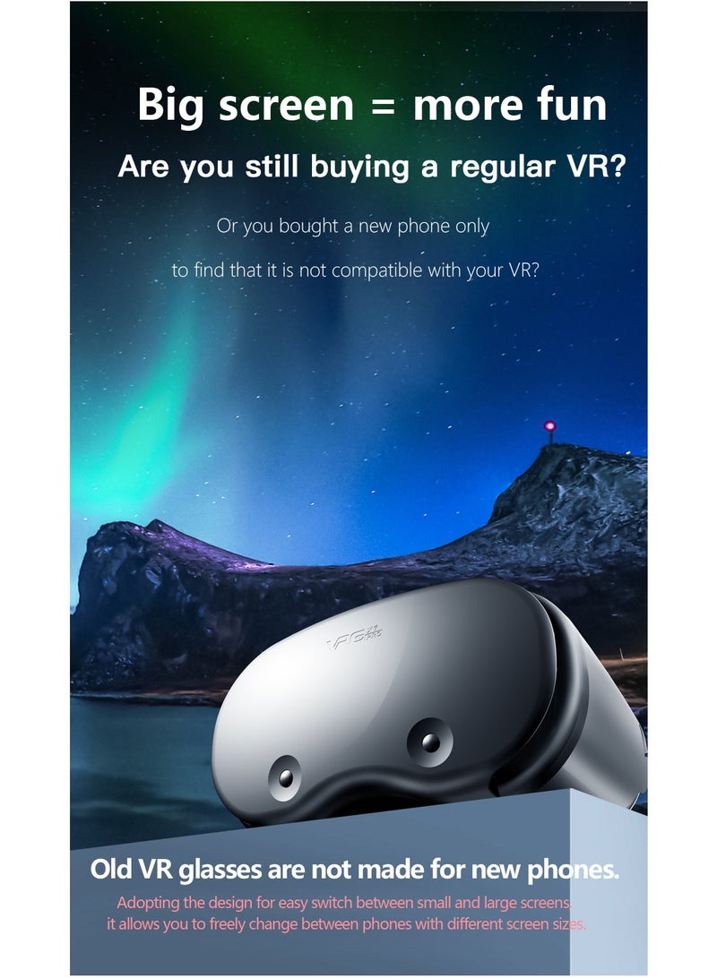 general VR Goggles VRG Pro X7 3D Virtual Reality VR Glasses, Blue Light Protection + Controller for Movies & Video Games Compatible with iOS & Android Smartphone within 5-7inch Screen Phone Eye Protected Soft & Comfortable Adjustable Distance Big Screen/ 3D Effect + Immersion /Full-Screen Vision, Full Screen, No Borders/ Immersive Games - Image 3