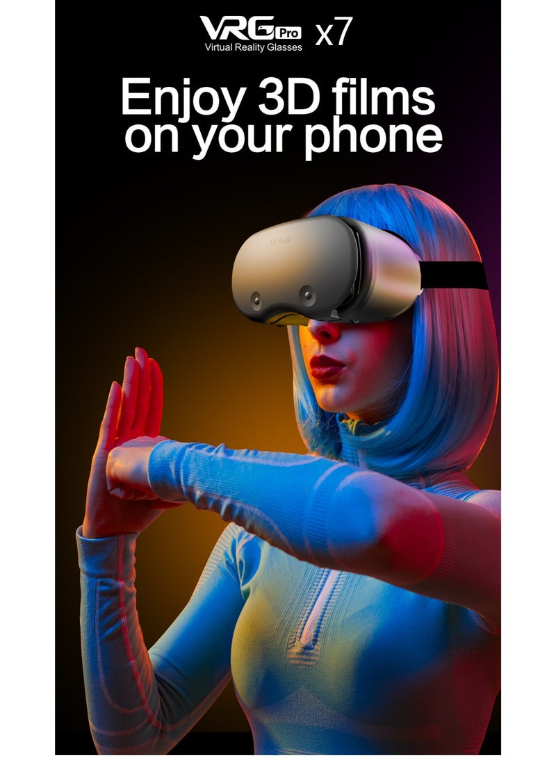 general VR Goggles VRG Pro X7 3D Virtual Reality VR Glasses, Blue Light Protection + Controller for Movies & Video Games Compatible with iOS & Android Smartphone within 5-7inch Screen Phone Eye Protected Soft & Comfortable Adjustable Distance Big Screen/ 3D Effect + Immersion /Full-Screen Vision, Full Screen, No Borders/ Immersive Games - Image 2