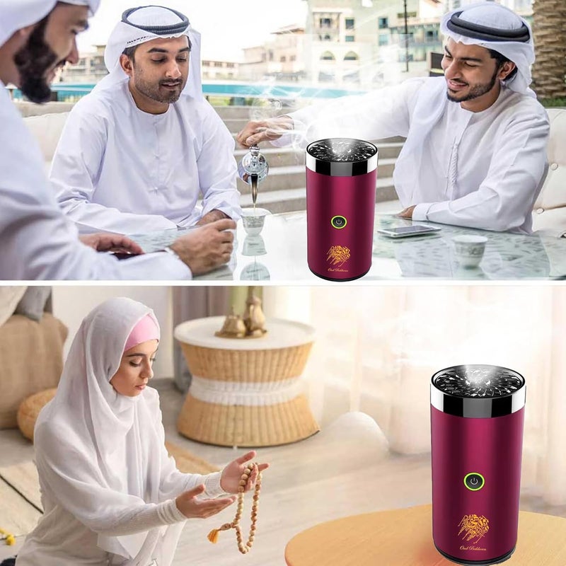 Electronic Bakhoor Burner,Rechargeable Aroma Diffuser,Portable Incense Burner, Car Incense burner Electric Arabic Incense Holder (Red) - Image 2