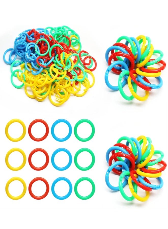 100 PCS Colorful Plastic Binder Rings,Multi-Color Binder Rings, Flexible Loose Leaf Book Rings for Cards, Scrapbooks and Keychains (20mm/0.78"Inner ring, 4 colors) - Image 1