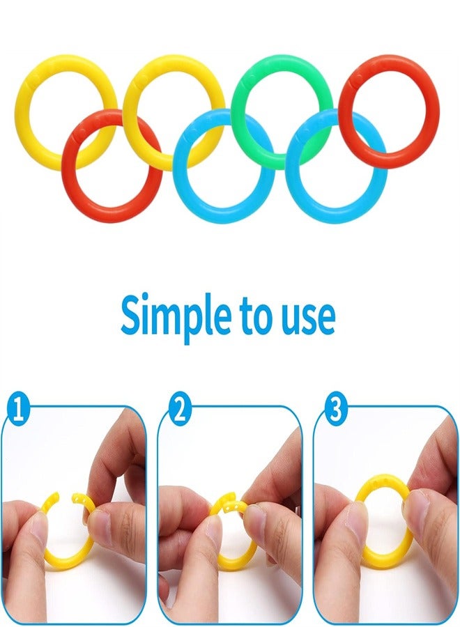 100 PCS Colorful Plastic Binder Rings,Multi-Color Binder Rings, Flexible Loose Leaf Book Rings for Cards, Scrapbooks and Keychains (20mm/0.78"Inner ring, 4 colors) - Image 4