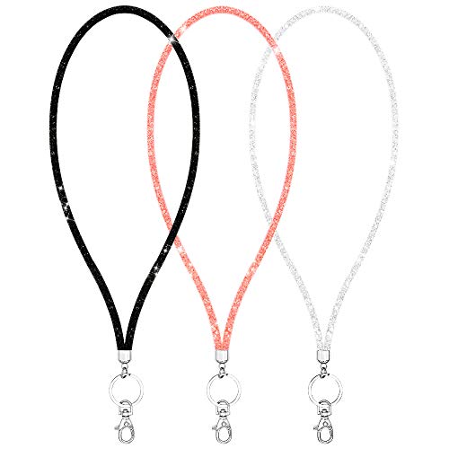 Ascrafter Bling Crystal Lanyard Strap with Metal Clasp & Keyring, Rhinestone Neck Badge Lanyards for Women, ID Card & Keys Strap - 3 Pack - Image 1