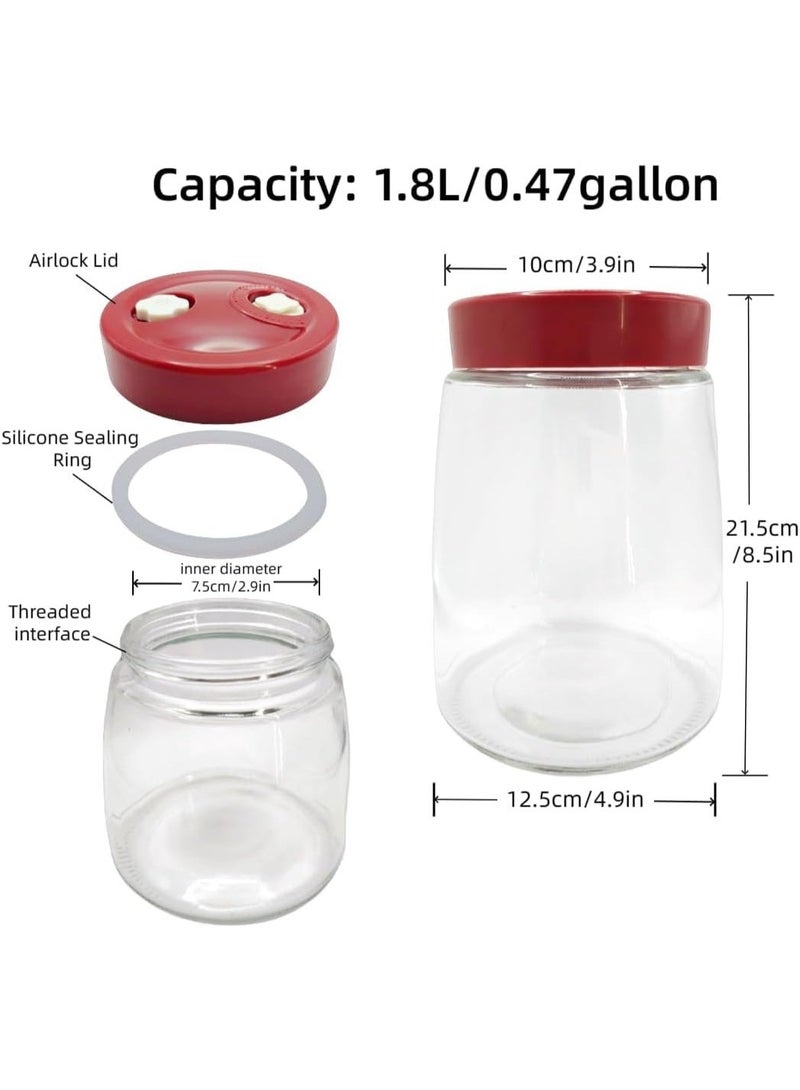 Glass Fermentation Jar With Dual Venting Valve Airlock Lid, 1.8L Wide Mouth Canning Jar for Small Batch Brewing, Fermentation, Pickle and Kimchi Container - Image 4