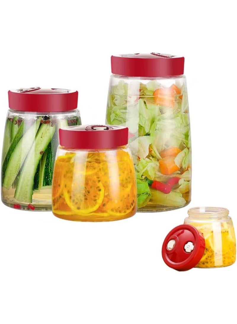 Glass Fermentation Jar With Dual Venting Valve Airlock Lid, 1.8L Wide Mouth Canning Jar for Small Batch Brewing, Fermentation, Pickle and Kimchi Container - Image 3