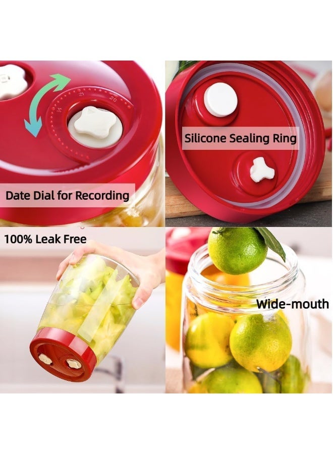 Glass Fermentation Jar With Dual Venting Valve Airlock Lid, 1.8L Wide Mouth Canning Jar for Small Batch Brewing, Fermentation, Pickle and Kimchi Container - Image 5