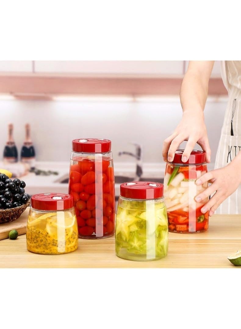 Glass Fermentation Jar With Dual Venting Valve Airlock Lid, 1.8L Wide Mouth Canning Jar for Small Batch Brewing, Fermentation, Pickle and Kimchi Container - Image 2