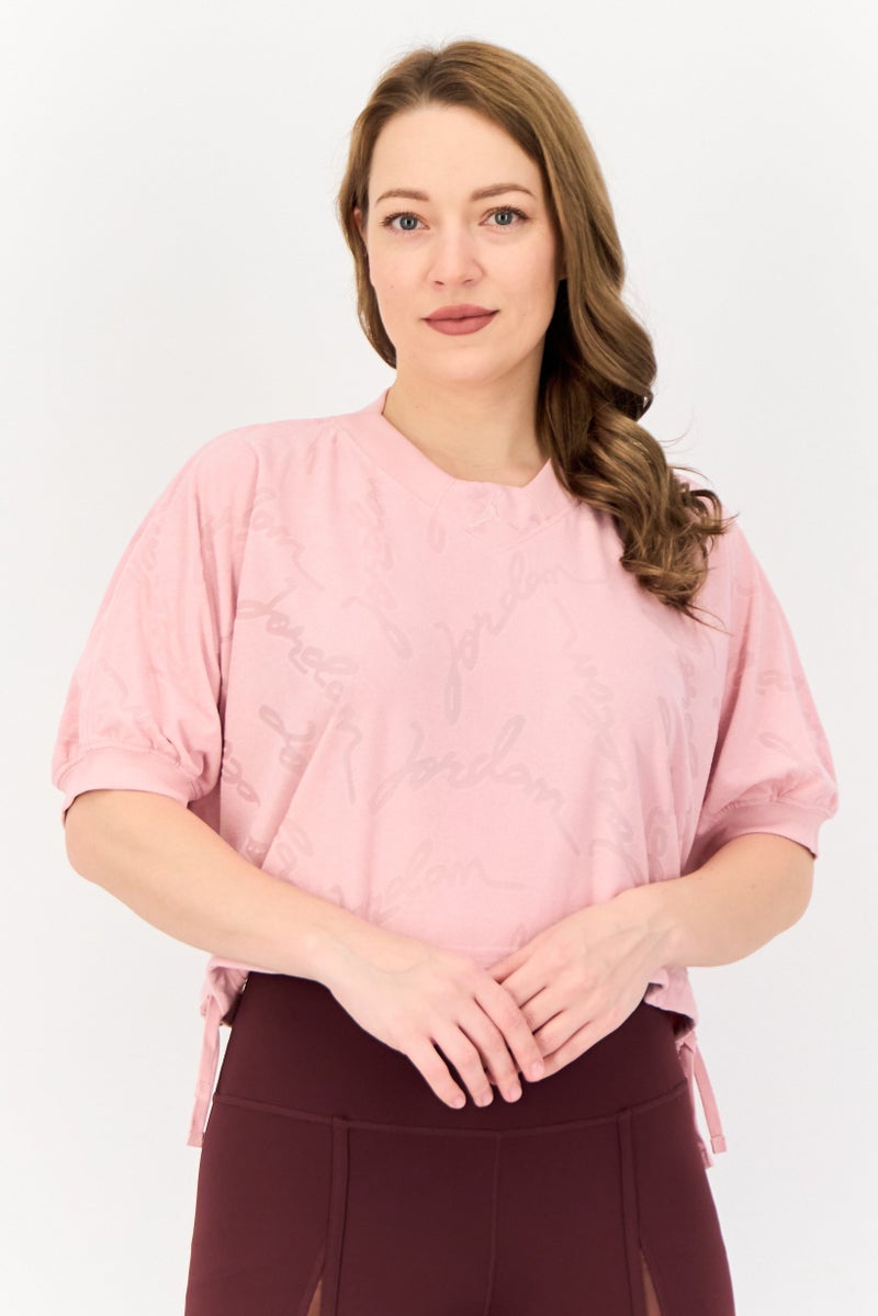 Air Jordan Women Sportswear Fit Short Sleeve Training Top, Pink  - Image 1