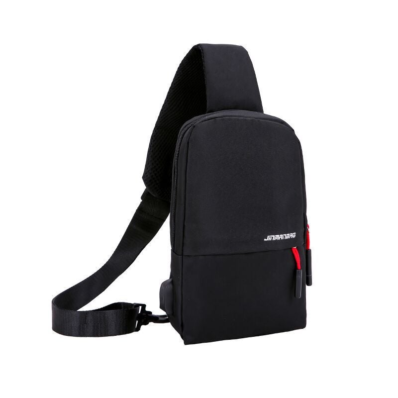 Unisex Fashion Sling Bag Oxford High Capacity Pure black 