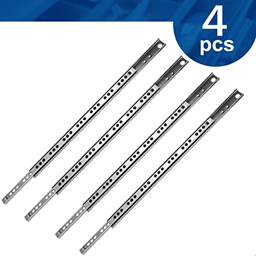 Masendelk 4pcs Ball Bearing Drawer Slides 16 Inch / 406mm, 2 Fold Metal Drawer Tracks, Two Way Slide Track Rail Glides with Mounting Screws - 0.67 Inch Wide - Image 2