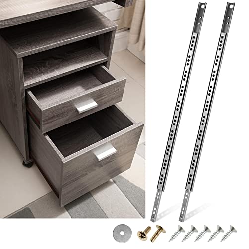 Masendelk 4pcs Ball Bearing Drawer Slides 16 Inch / 406mm, 2 Fold Metal Drawer Tracks, Two Way Slide Track Rail Glides with Mounting Screws - 0.67 Inch Wide - Image 1