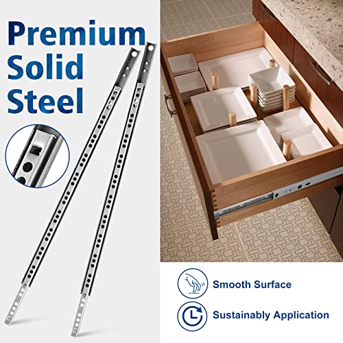 Masendelk 4pcs Ball Bearing Drawer Slides 16 Inch / 406mm, 2 Fold Metal Drawer Tracks, Two Way Slide Track Rail Glides with Mounting Screws - 0.67 Inch Wide - Image 3