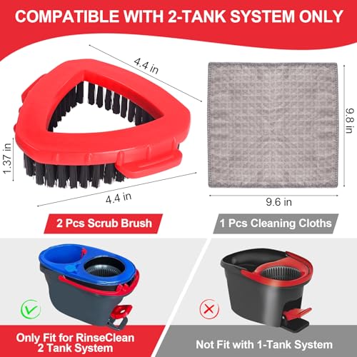 vanow Scrub Brush for O Cedar RinseClean 2 Tank System Ocedar Scrubber Mop Head Spin Mop Scrub Brush Head Replacement 1 Cleaning Clothes 2 Pcs Hard Bristle Floor Scrub Brush for Bathroom Kitchen Tub - Image 5