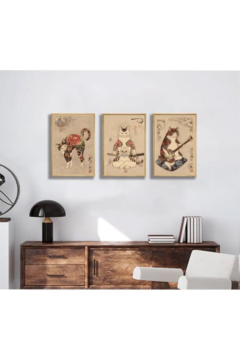 NBYARTQ 6Pcs Japanese Samurai Cat Wall Art Prints - Image 5