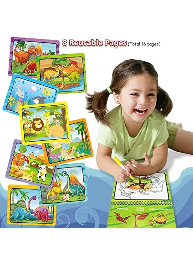 فايلكس قائمة إتاج للأطفال: ألوم صور مائي، لوح رسم، كت شاط مائي للأطفال، لعة خرش قالة لإعادة الاستخدام دياصور وحيوا) - Image 2