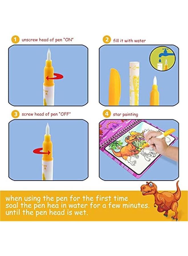 فايلكس قائمة إتاج للأطفال: ألوم صور مائي، لوح رسم، كت شاط مائي للأطفال، لعة خرش قالة لإعادة الاستخدام دياصور وحيوا) - Image 3