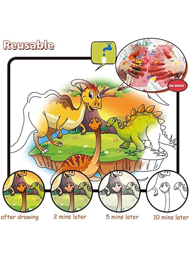 فايلكس قائمة إتاج للأطفال: ألوم صور مائي، لوح رسم، كت شاط مائي للأطفال، لعة خرش قالة لإعادة الاستخدام دياصور وحيوا) - Image 4