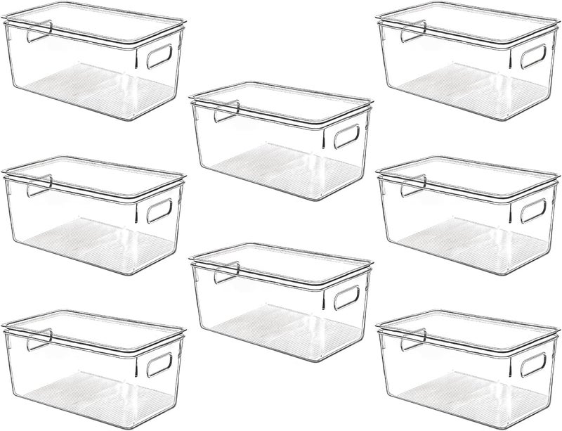 CONTROL KITCHEN Clear Plastic Storage Bins with Lids, Perfect for Kitchen Organization or Pantry Organization and Storage, Stackable Fridge Organizer Bins, Storage Containers for Organizing, Cabinet Organizers - Image 1