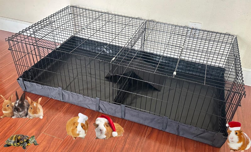 Mcage 47" X-Large Sturdy Home for Guinea Pig Habitat Hamster Critters Turtle Dwarf Bunny Enclosure Hinged TOP Cover Panel Center Divider Access Door Ramp Mouse Mice Playpen Washable PVC Canvas Bottom - Image 1
