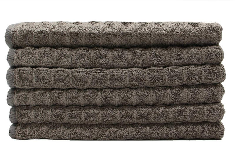 VeraSong Microfiber Kitchen Cleaning Cloth Thick Dish Rags Waffle Weave Washcloths Dish Cloths Ultra Absorbent Odor Free 12inch X 12inch 6 Pack Gray - Image 2