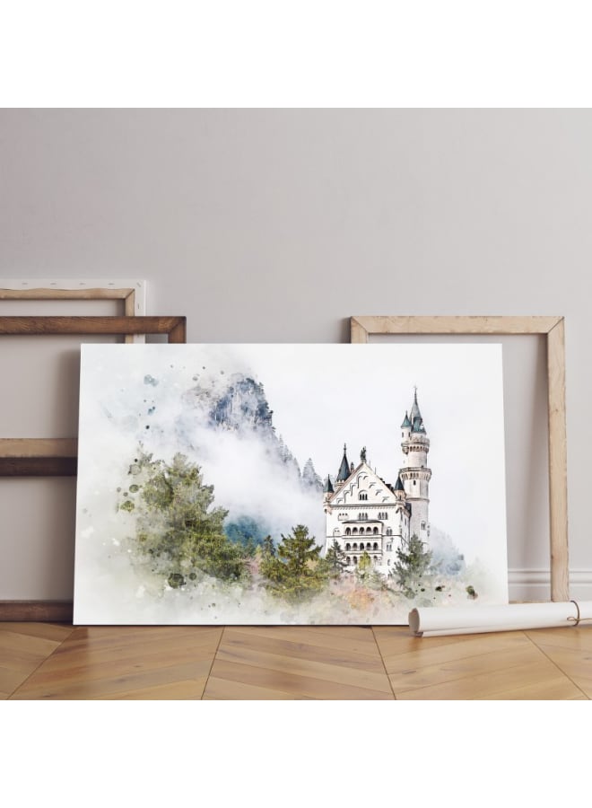 Home Gallery White castle in the forest printed canvas wall art 120x80 - Image 1