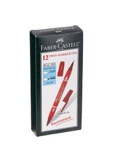 FABER-CASTELL FABER-CASTELL DOUBLE SIDED PERMANENT MARKER BOX OF 12PC Red 252921  - Image 1