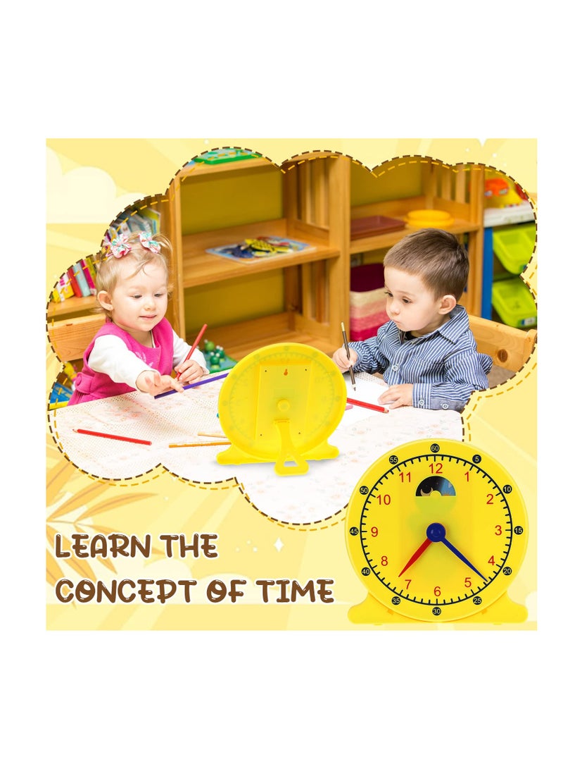 2 Pcs Student Clock Time Telling Teaching Clock for Kids Classroom Learning Analog Clock Judy Clock Teachers Supplies Develops Day and Night Time Early Math Skills( 11.8 x 12 In) - Image 4