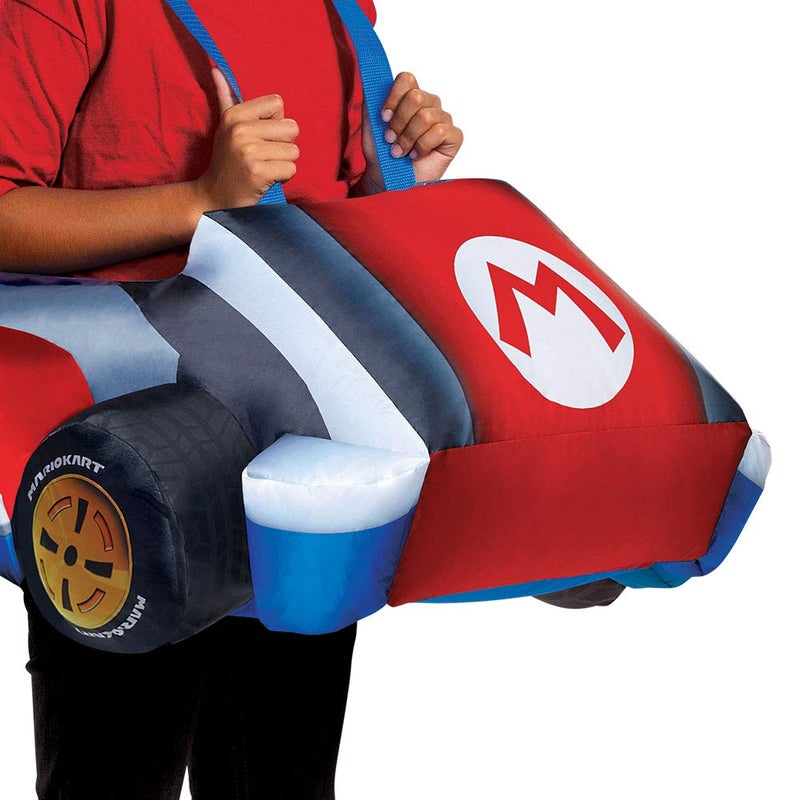 Disguise Super Mario Costume, Inflatable Nintendo Mario Kart Boys Outfit, Fan Operated Expandable Character Blow Up Suit Red & Blue, Childrens Size - Image 2