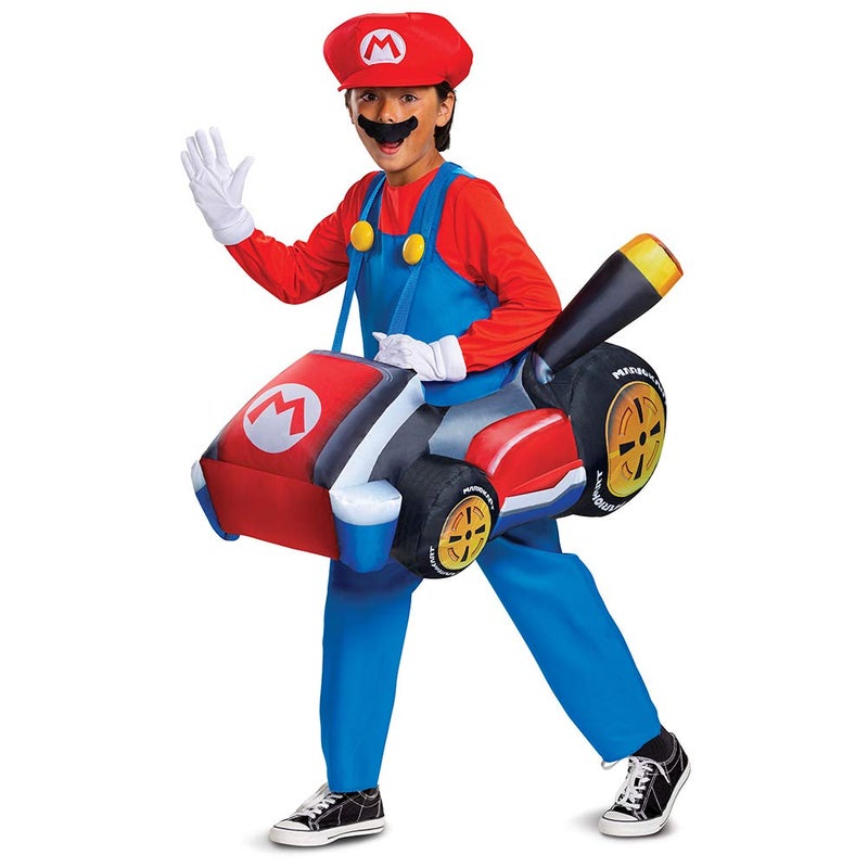 Disguise Super Mario Costume, Inflatable Nintendo Mario Kart Boys Outfit, Fan Operated Expandable Character Blow Up Suit Red & Blue, Childrens Size - Image 3